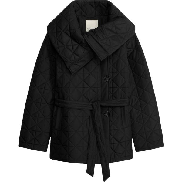Piumino da donna in nero pece tessuto impermeabile con cintura bonprix bonprix