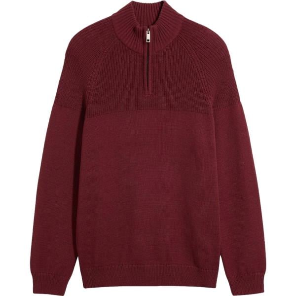 Pullover da uomo in rosso classico collo alto lungo con zip bonprix