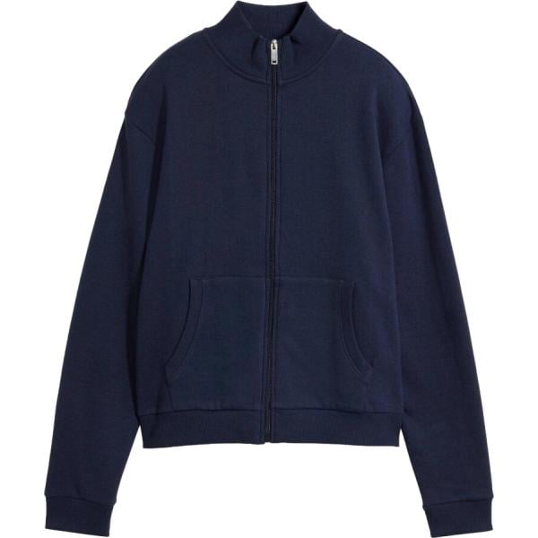 Felpa da donna in blu scuro con zip in cotone organico bonprix