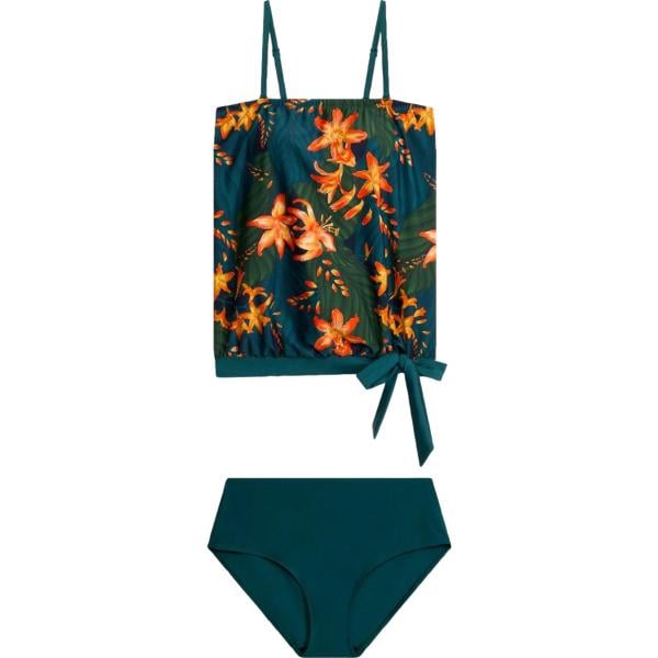 Costume intero da donna in verde scuro con spalline bonprix