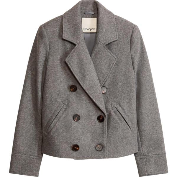 Giacca da donna in grigio scuro corto in lana bonprix