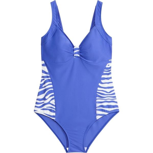 Costume intero da donna in blu medio con scollo bonprix