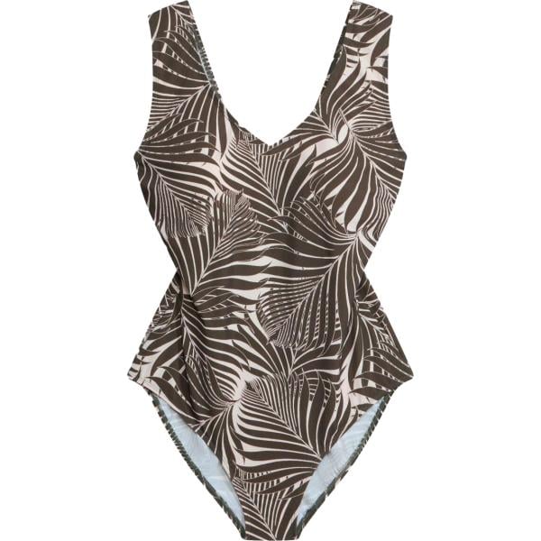 Costume intero da donna in marrone scuro con spalline modellante bonprix