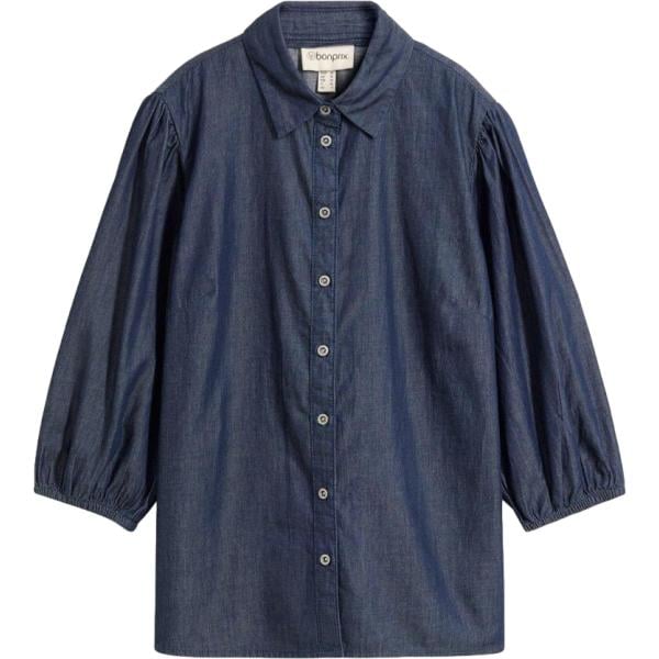 Camicia da donna in blu scuro in denim bonprix