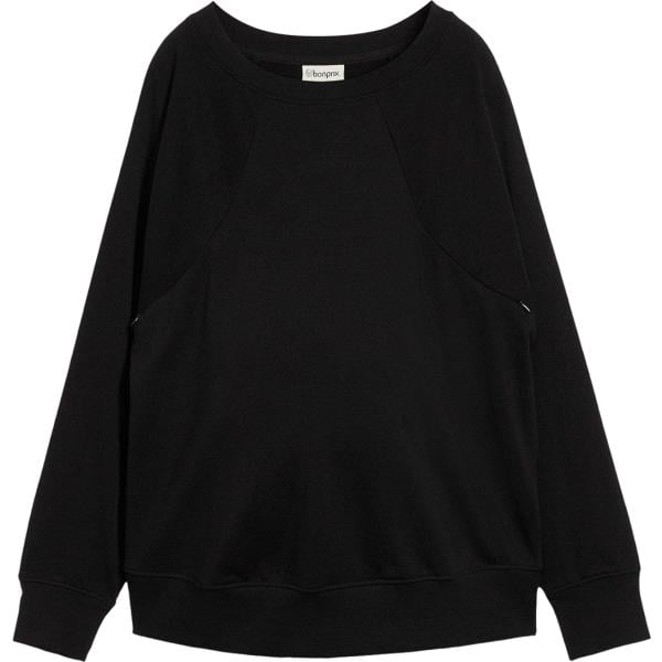 Felpa da donna in nero pece premaman con scollo in cotone organico bonprix