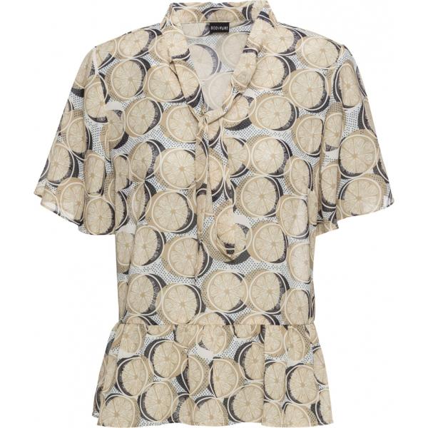 Blusa con fiocco e scollo beige Bodyflirt viola