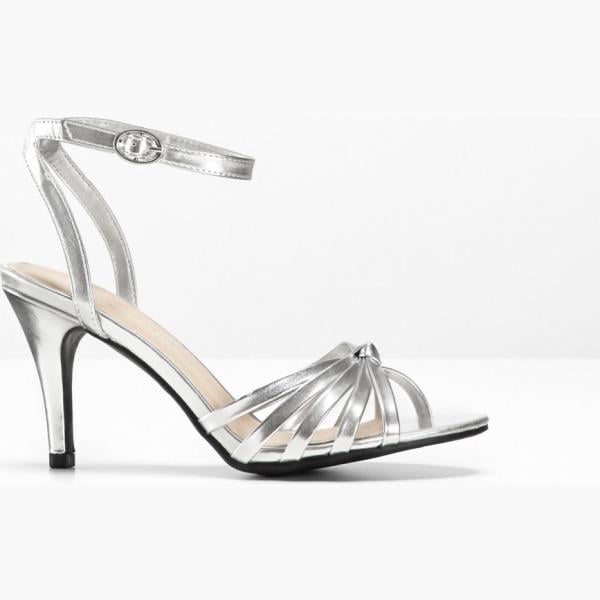 Sandali con tacco spillo e fibbia argento Bodyflirt grigio
