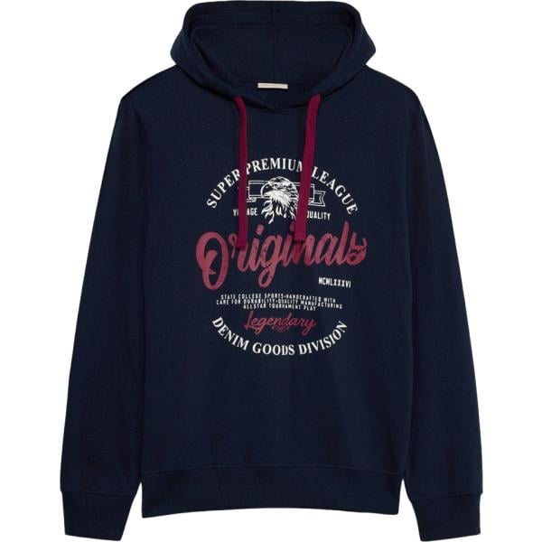 Felpa con cappuccio da uomo in blu scuro collo con cappuccio bonprix