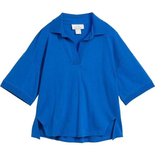 Polo da donna in blu medio in cotone organico bonprix
