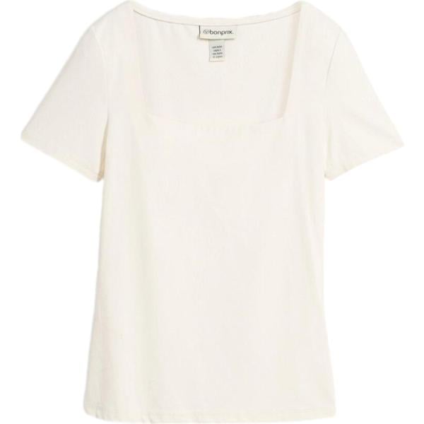 T-shirt da donna in bianco neve con scollo bonprix
