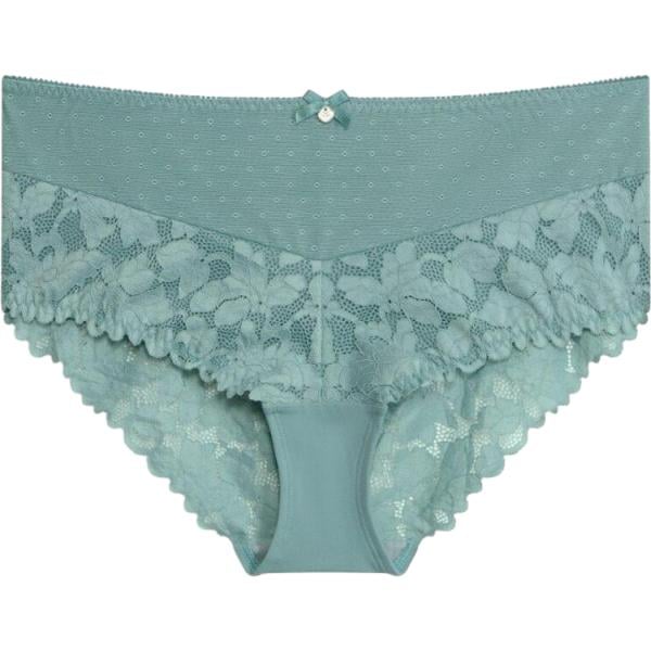 Culotte da donna in verde scuro con pizzo a vita alta bonprix
