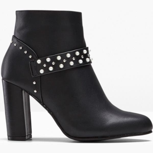 Stivaletti con perle in pelle sintetica nero Rainbow nero