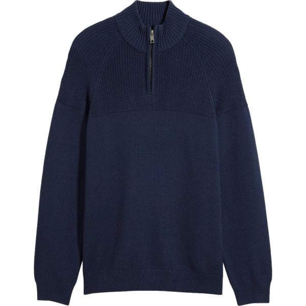 Pullover da uomo in blu scuro collo alto lungo con zip bonprix bonprix