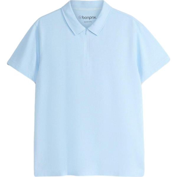 Polo da uomo in azzurro con zip bonprix