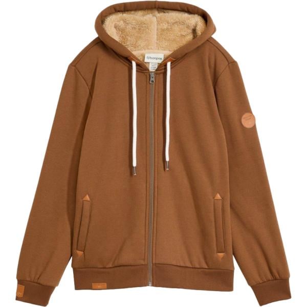 Felpa con cappuccio da donna in marrone scuro collo con cappuccio con zip bonprix