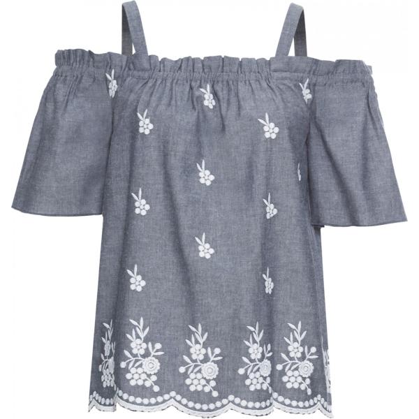 Blusa con ricamo e spalle scoperte blu Bodyflirt blu