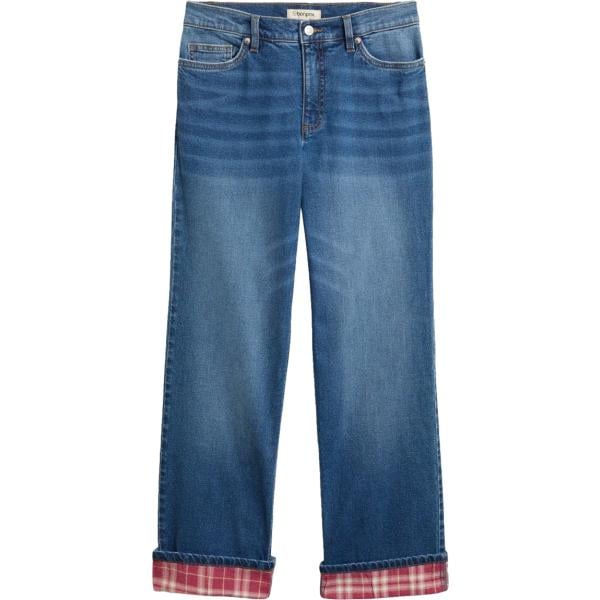 Jeans dritti da donna in blu medio a vita alta in denim bonprix bonprix