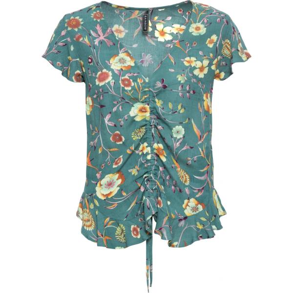 Blusa con volant fantasia floreale verde Rainbow verde a fiori