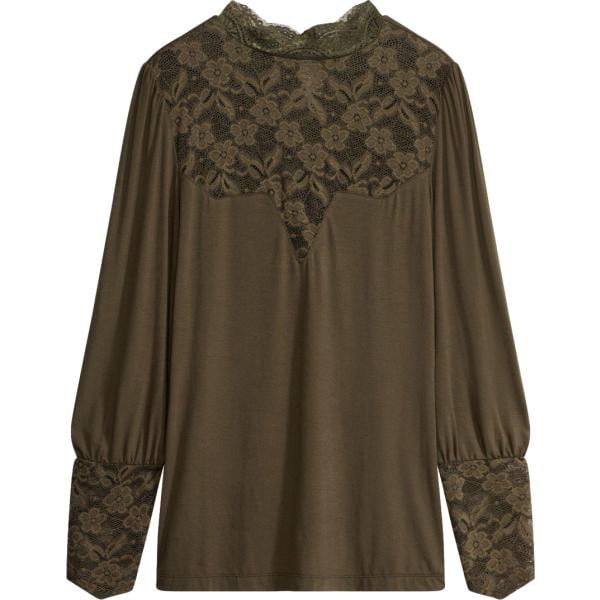 Blusa da donna in verde scuro a maniche lunghe in viscosa bonprix bonprix