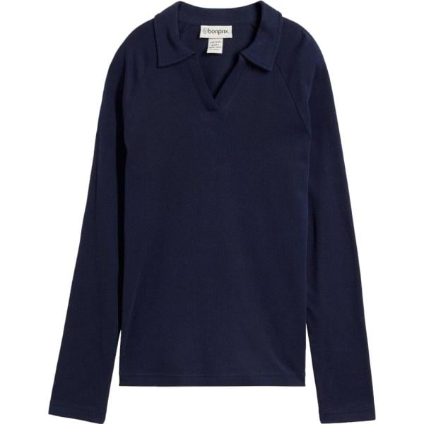 Polo da donna in blu scuro in cotone organico bonprix
