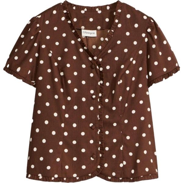 Camicia a maniche corte da donna in marrone scuro a maniche corte bonprix