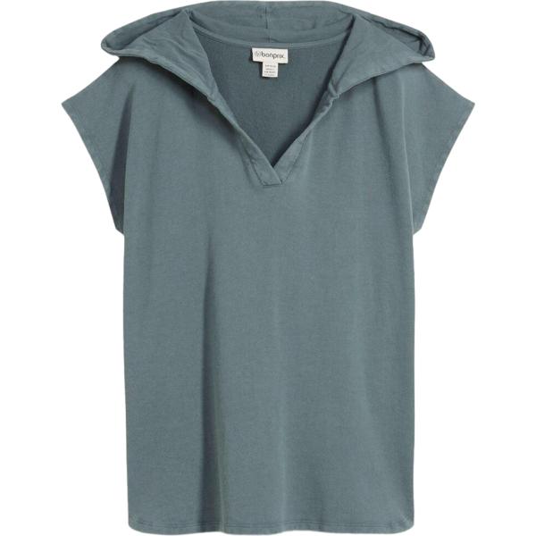 Felpa da donna in grigio scuro a maniche corte in cotone organico bonprix