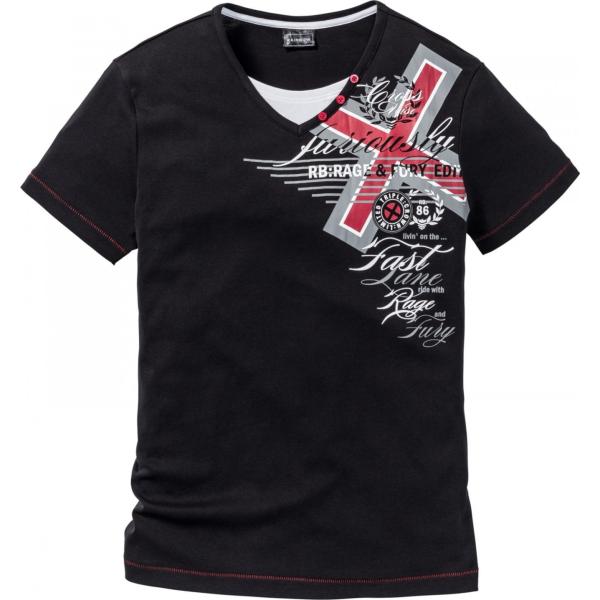 T-shirt con scollo nero Rainbow nero