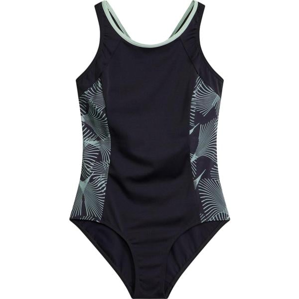 Costume intero da donna in nero pece con spalline bonprix