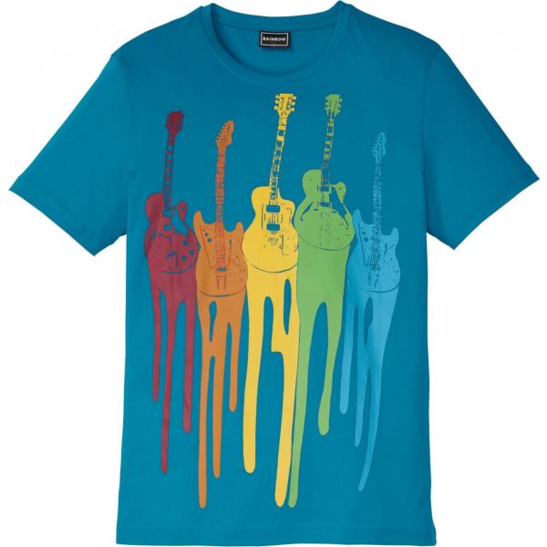 t-shirt Rainbow blu con stampe