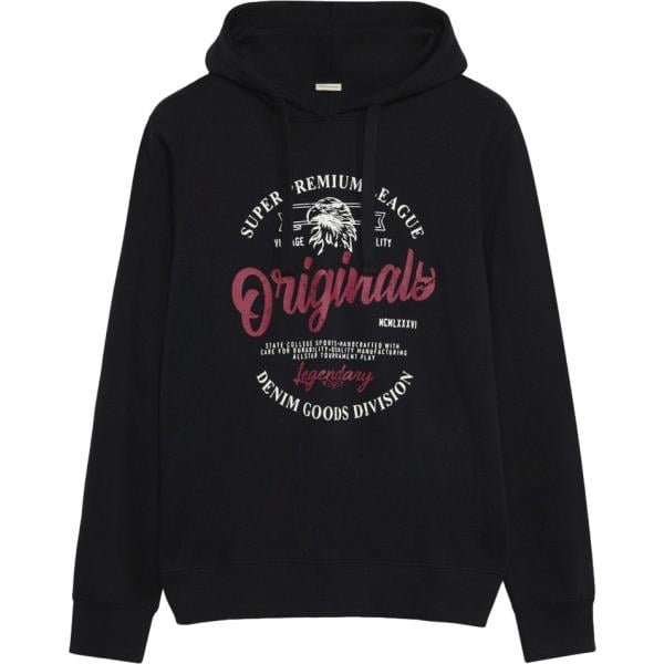 Felpa con cappuccio da uomo in nero pece collo con cappuccio bonprix