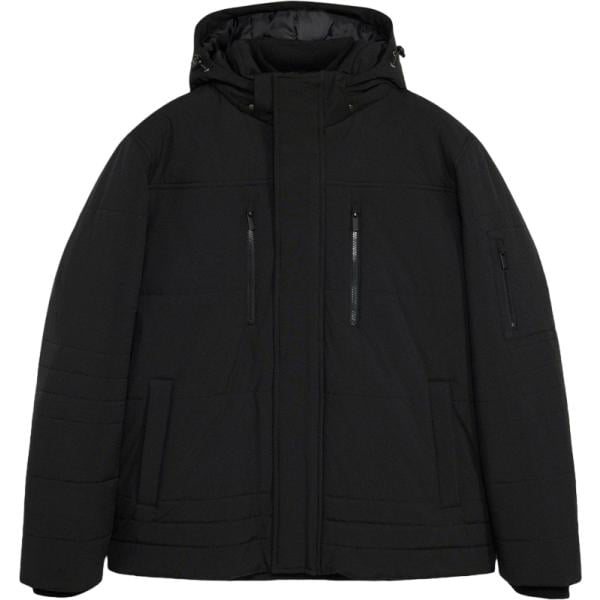 Giacca soprabito da uomo in nero pece collo con cappuccio tessuto impermeabile bonprix