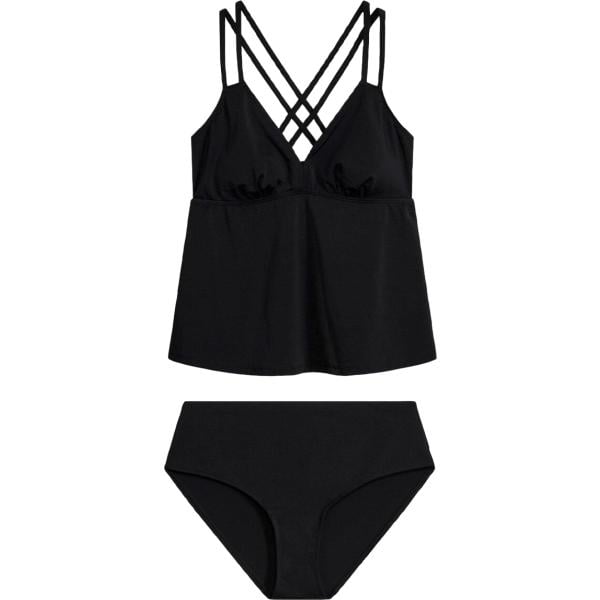 Costume intero da donna in nero pece con spalline bonprix