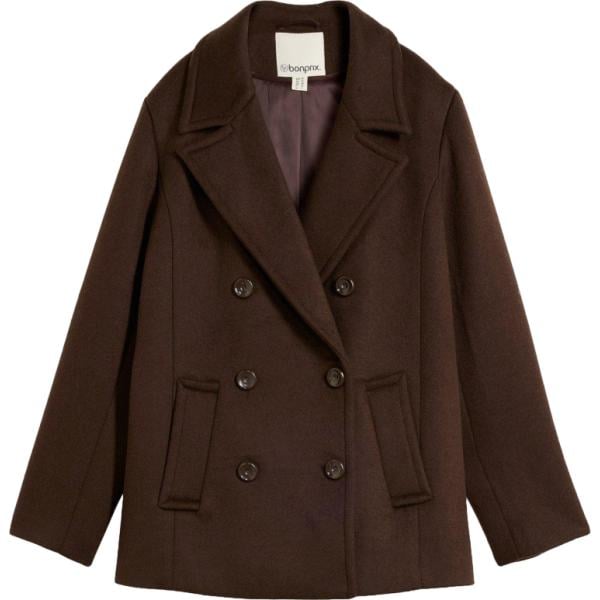 Caban da donna in marrone scuro in lana bonprix