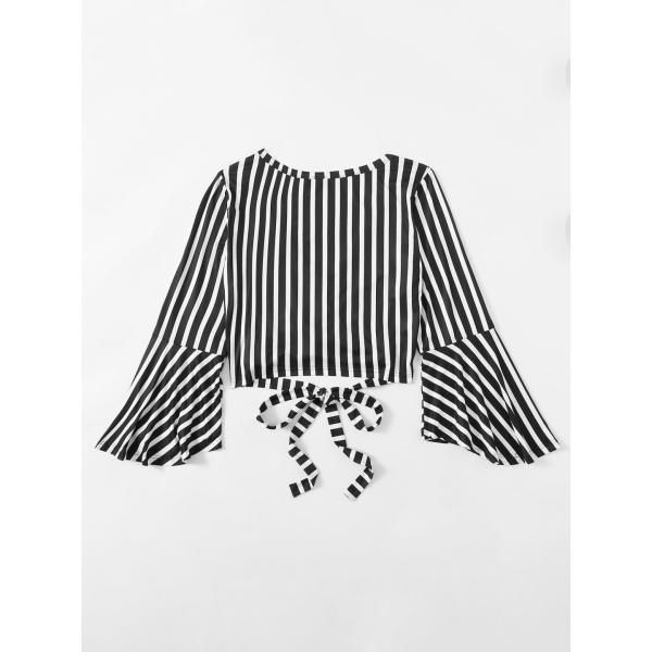 top Shein nero a righe