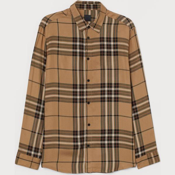 camicie H & M marrone a quadri