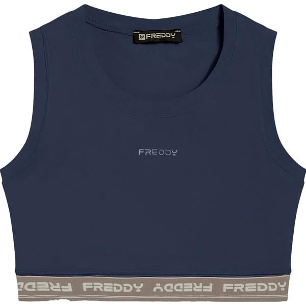 Top sportivo da donna in blu scuro con spalline Freddy