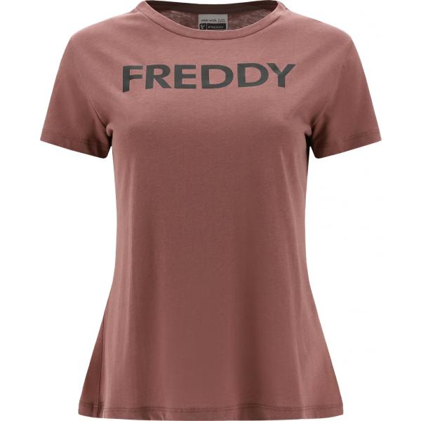 t-shirt Freddy marrone con stampe