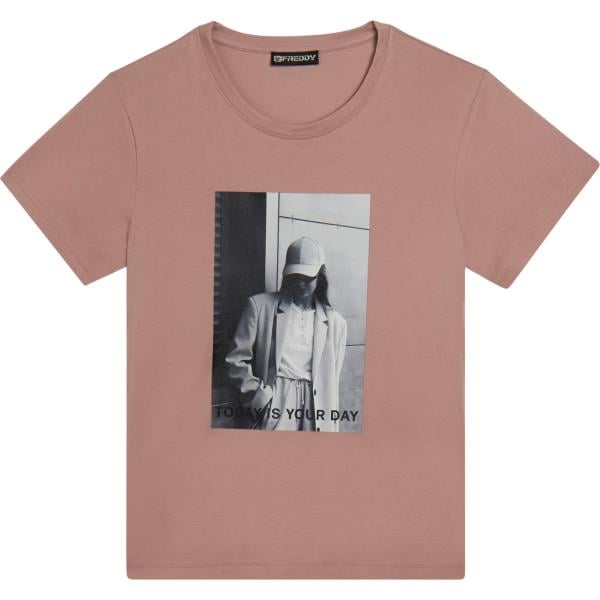 t-shirt Freddy marrone con stampe