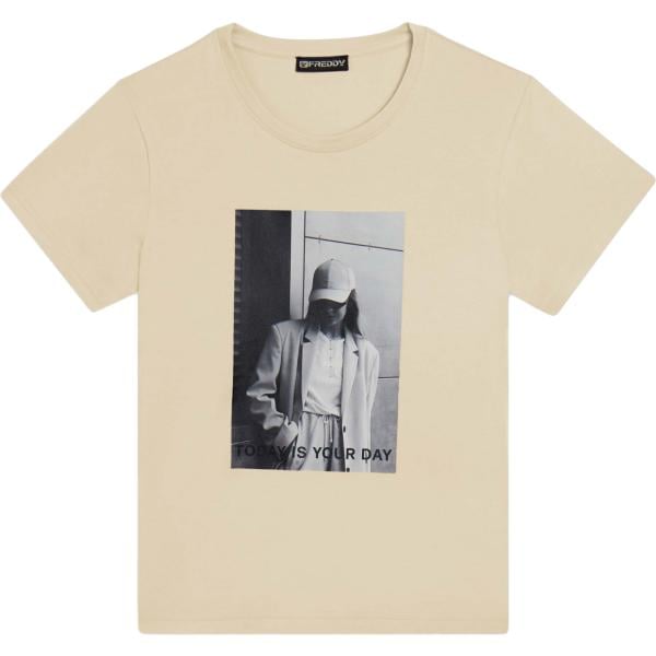 t-shirt Freddy marrone con stampe