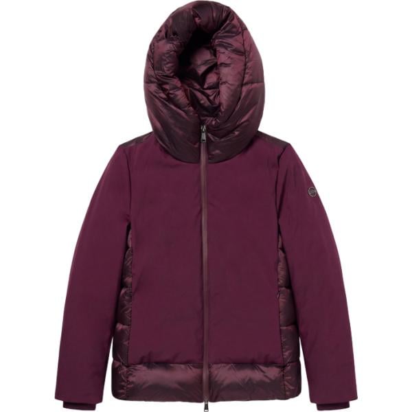 Piumino da donna in viola scuro collo con cappuccio con zip Freddy