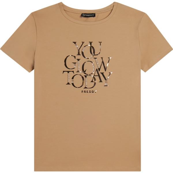 t-shirt Freddy marrone con stampe