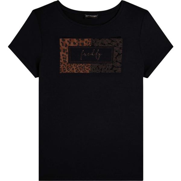 t-shirt Freddy nero animalier