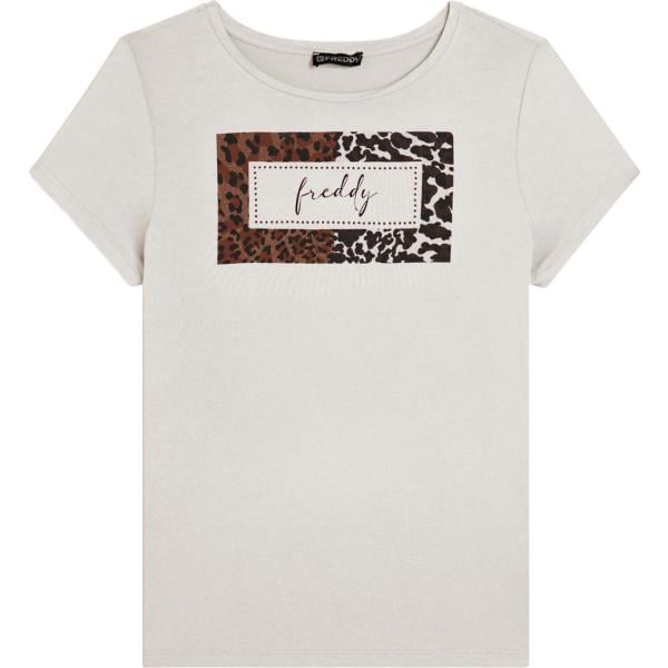 t-shirt Freddy bianco animalier
