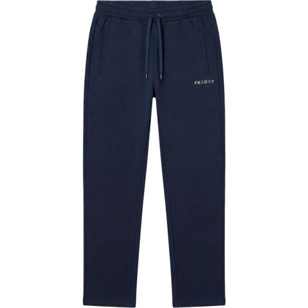 Pantaloni da uomo in blu scuro con stampe con coulisse in cotone Freddy