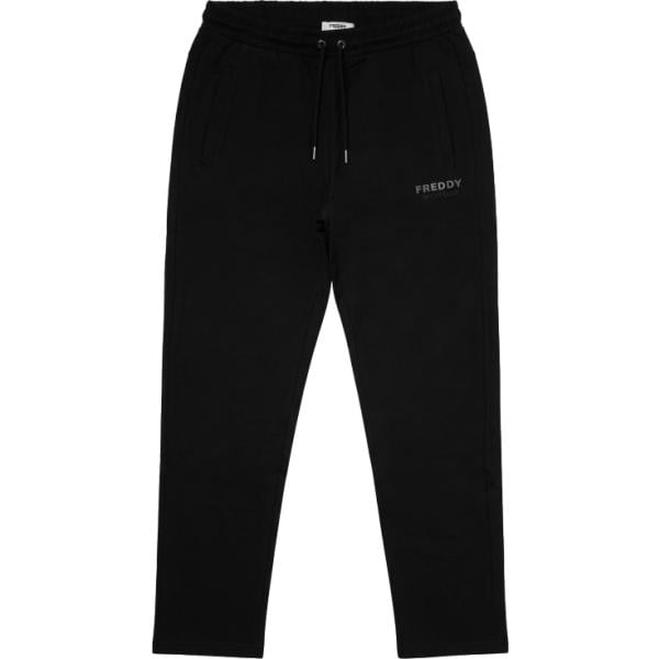 Pantaloni da uomo in nero pece con stampe con coulisse in cotone Freddy