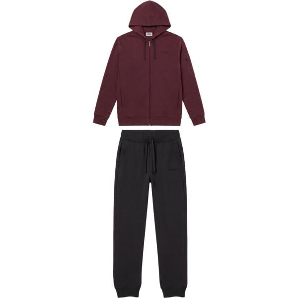 Tuta sportiva da uomo in marrone scuro collo con cappuccio con zip in plush Freddy