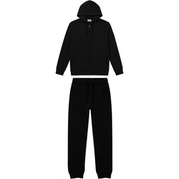 Tuta sportiva da uomo in nero pece collo con cappuccio con zip in plush Freddy
