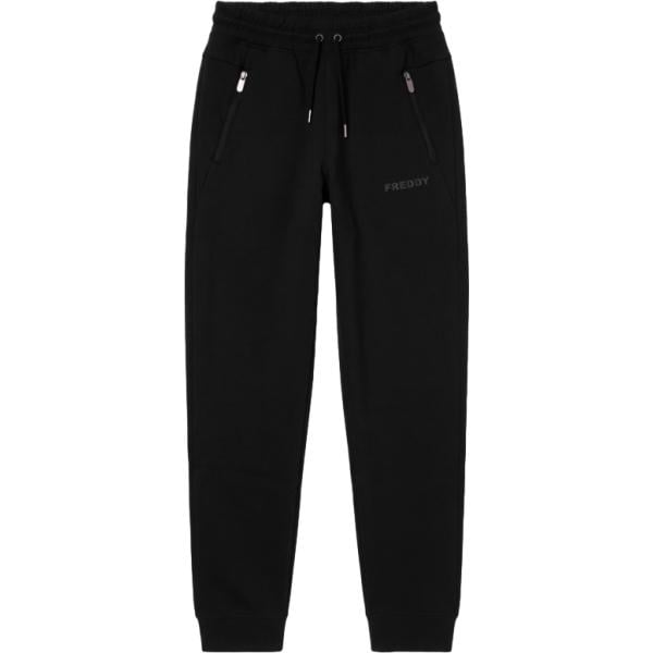 Pantaloni da uomo in nero pece a vita media con zip Freddy