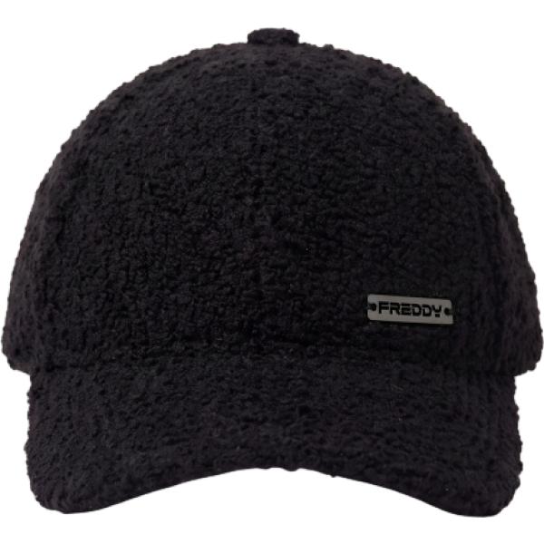 Cappello con visiera da donna in nero pece in in ecopelliccia Freddy