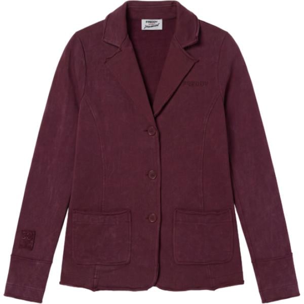 Giacca da donna in marrone scuro con stampe con scollo in plush Freddy Freddy
